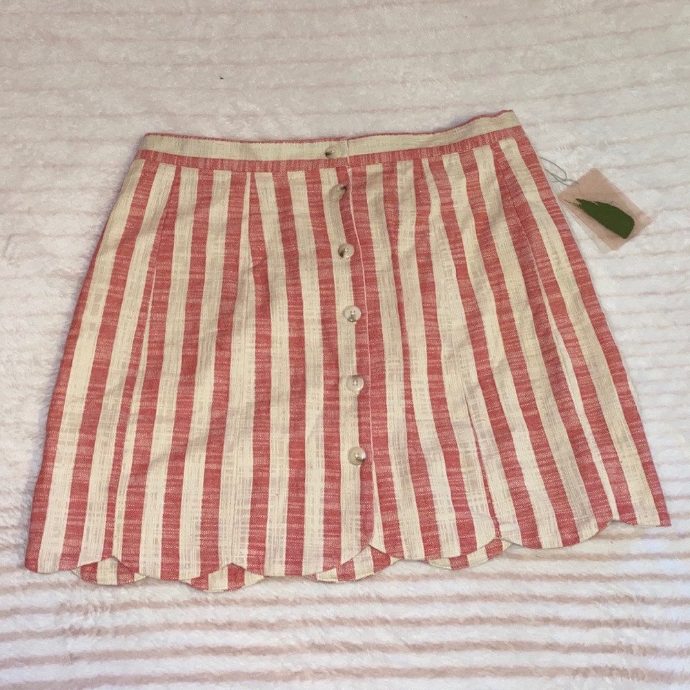 NWT Red and White Striped Button Mini Skirt